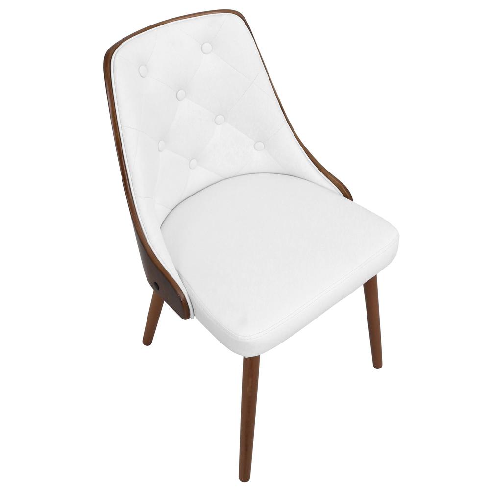 Gianna Mid-Century Modern Dining/Accent Chair in Walnut with White Faux Leather. Picture 7