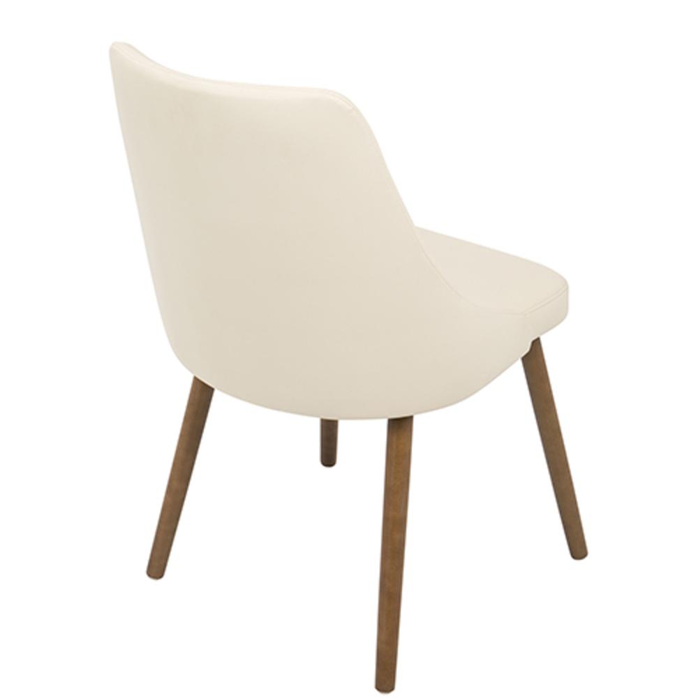 Giovanni Mid-Century Modern Dining/Accent Chair in Walnut and Cream Quilted Faux Leather. Picture 3