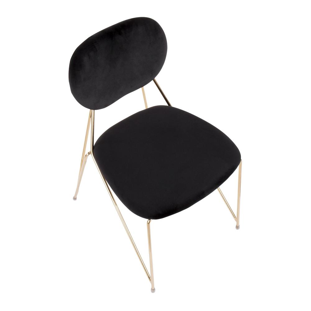 Gwen Contemporary-Glam Chair in Gold Metal with Black Velvet - Set of 2. Picture 7