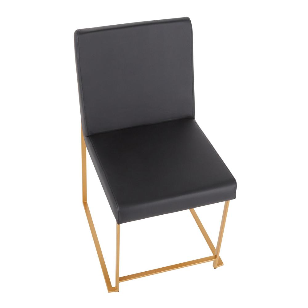 Gold Metal, Black PU High Back Fuji Dining Chair - Set of 2. Picture 7