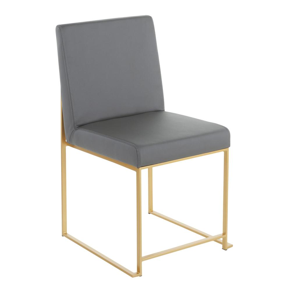 Gold Metal, Grey PU High Back Fuji Dining Chair - Set of 2. Picture 2