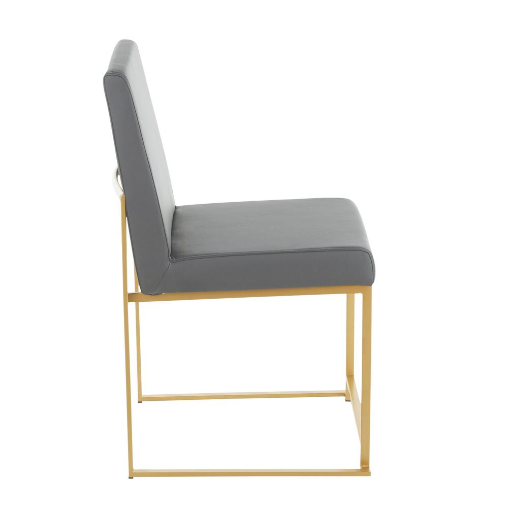 Gold Metal, Grey PU High Back Fuji Dining Chair - Set of 2. Picture 3