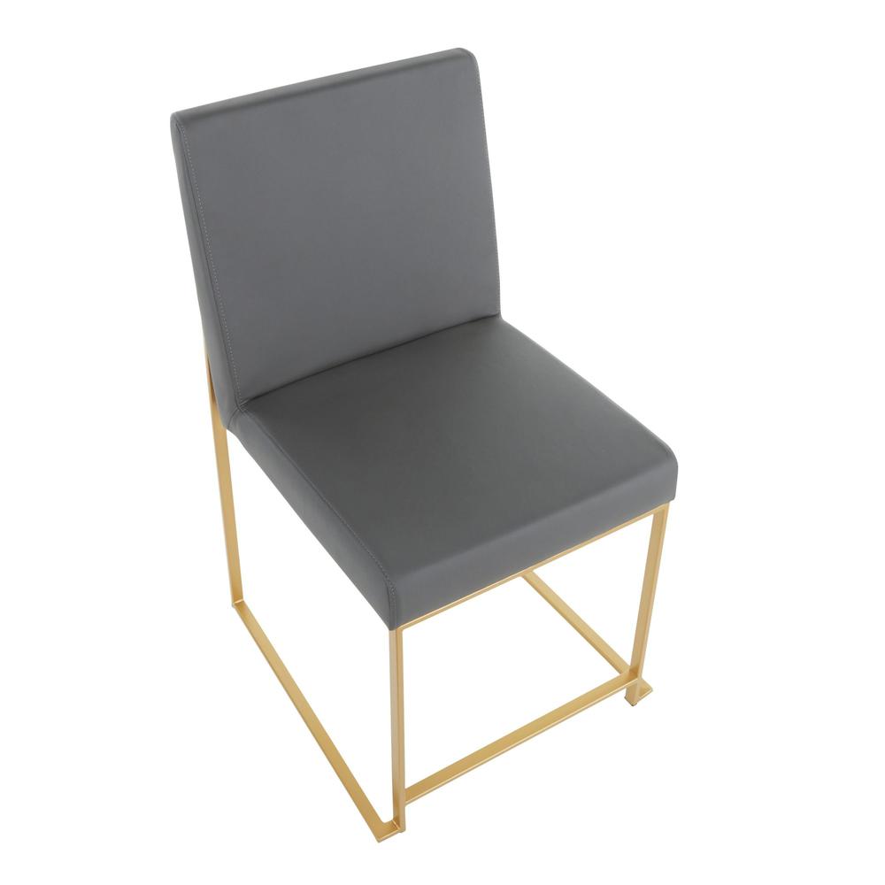 Gold Metal, Grey PU High Back Fuji Dining Chair - Set of 2. Picture 7
