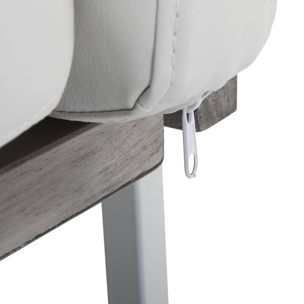 White Metal, Grey Wood, White PU Kari Accent Chair. Picture 9