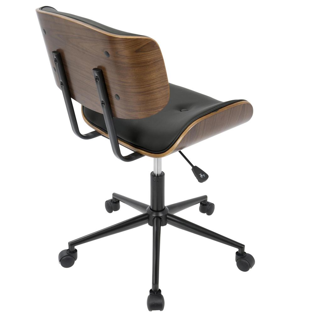 Lombardi Mid-Century Modern Adjustable Office Chair with Swivel in Walnut and Black. Picture 4
