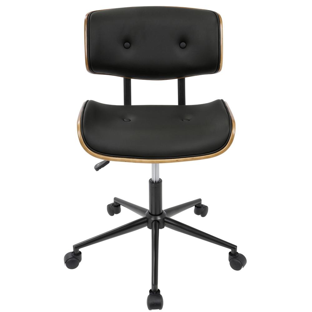 Lombardi Mid-Century Modern Adjustable Office Chair with Swivel in Walnut and Black. Picture 6