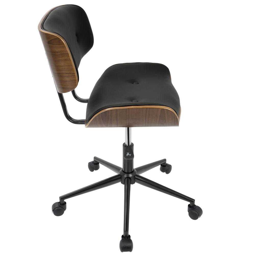 Lombardi Mid-Century Modern Adjustable Office Chair with Swivel in Walnut and Black. Picture 3
