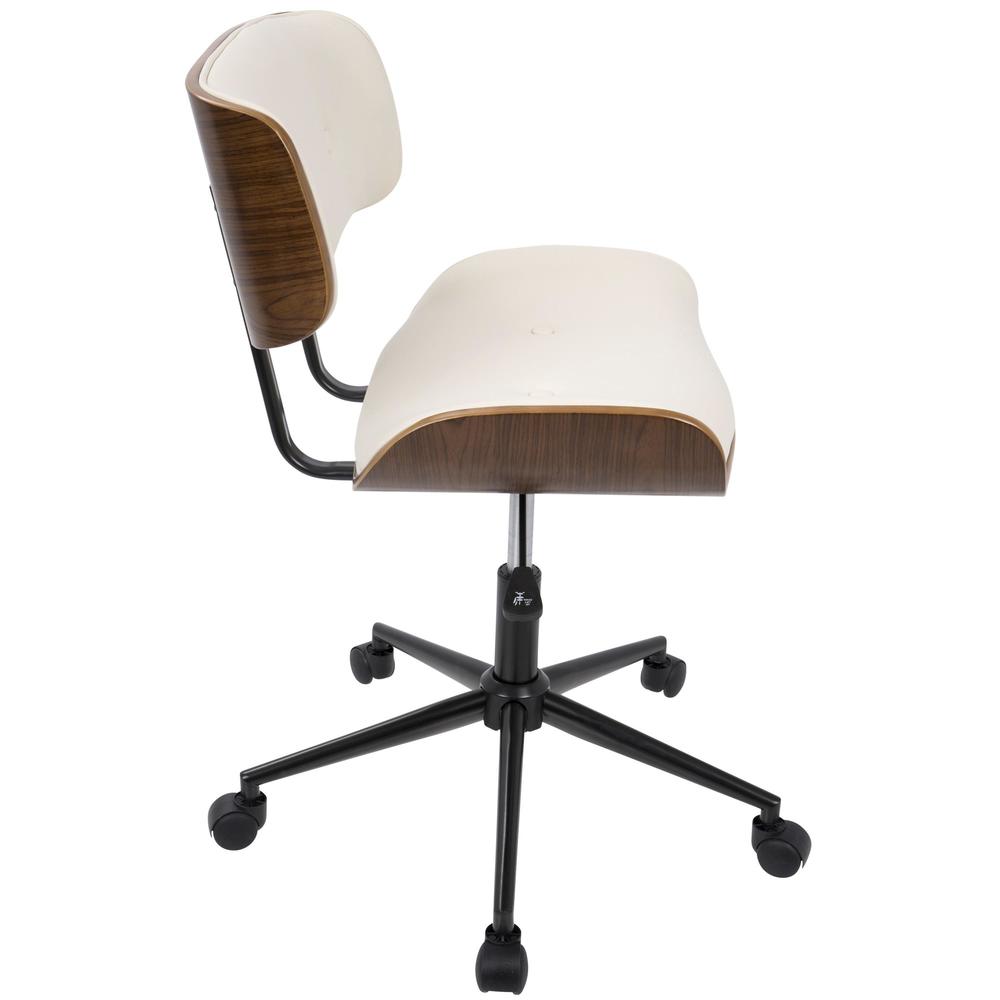 Lombardi Mid-Century Modern Adjustable Office Chair with Swivel in Walnut and Cream. Picture 3