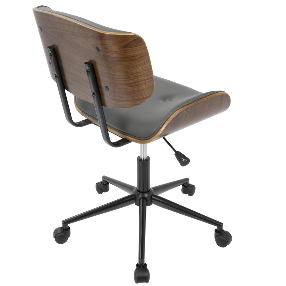 Lombardi Mid-Century Modern Adjustable Office Chair with Swivel in Walnut and Grey. Picture 4
