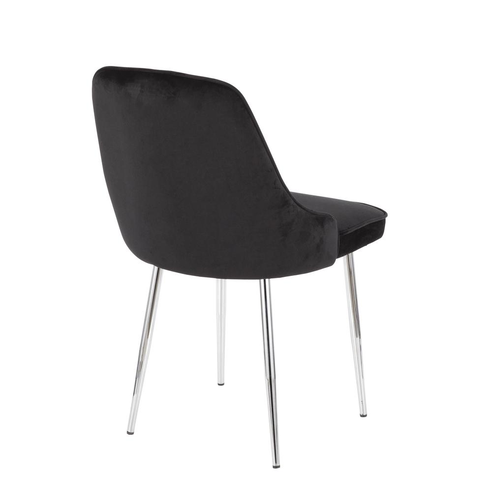Marcel Contemporary Dining Chair with Chrome Frame and Black Velvet Fabric - Set of 2. Picture 4