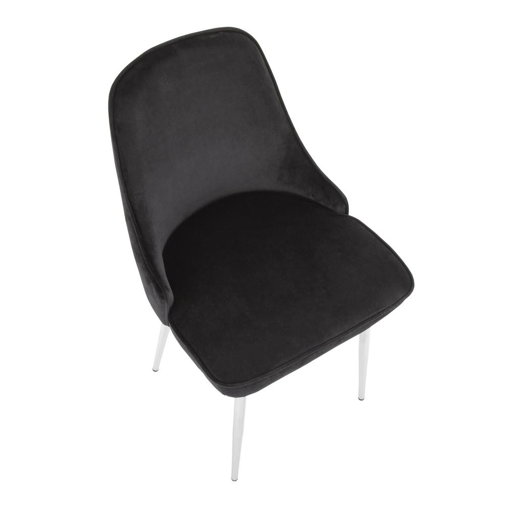 Marcel Contemporary Dining Chair with Chrome Frame and Black Velvet Fabric - Set of 2. Picture 7