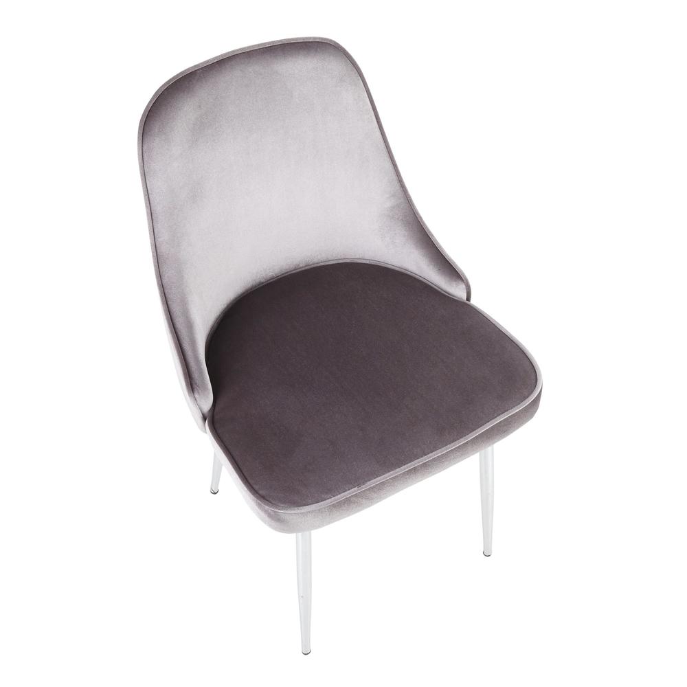 Marcel Contemporary Dining Chair with Chrome Frame and Silver Velvet Fabric - Set of 2. Picture 7