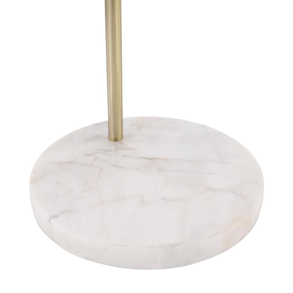 Marcel Contemporary Floor Lamp in White Marble, Gold Metal and Blue Glass. Picture 8