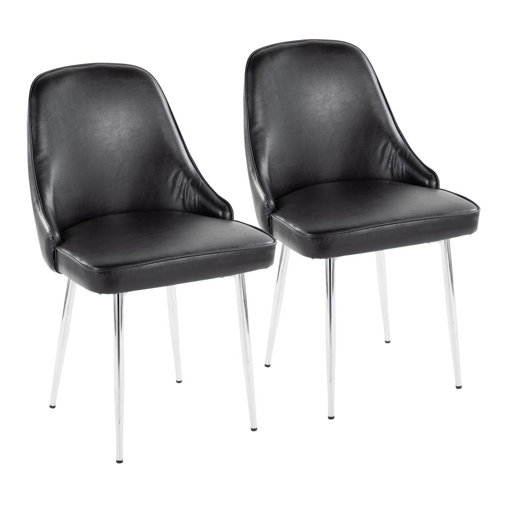 Chrome, Black PU Marcel Dining Chair - Set of 2. Picture 1