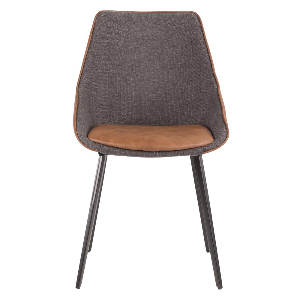 Marche Contemporary Two-Tone Chair in Brown Faux Leather and Grey Fabric - Set of 2. Picture 7