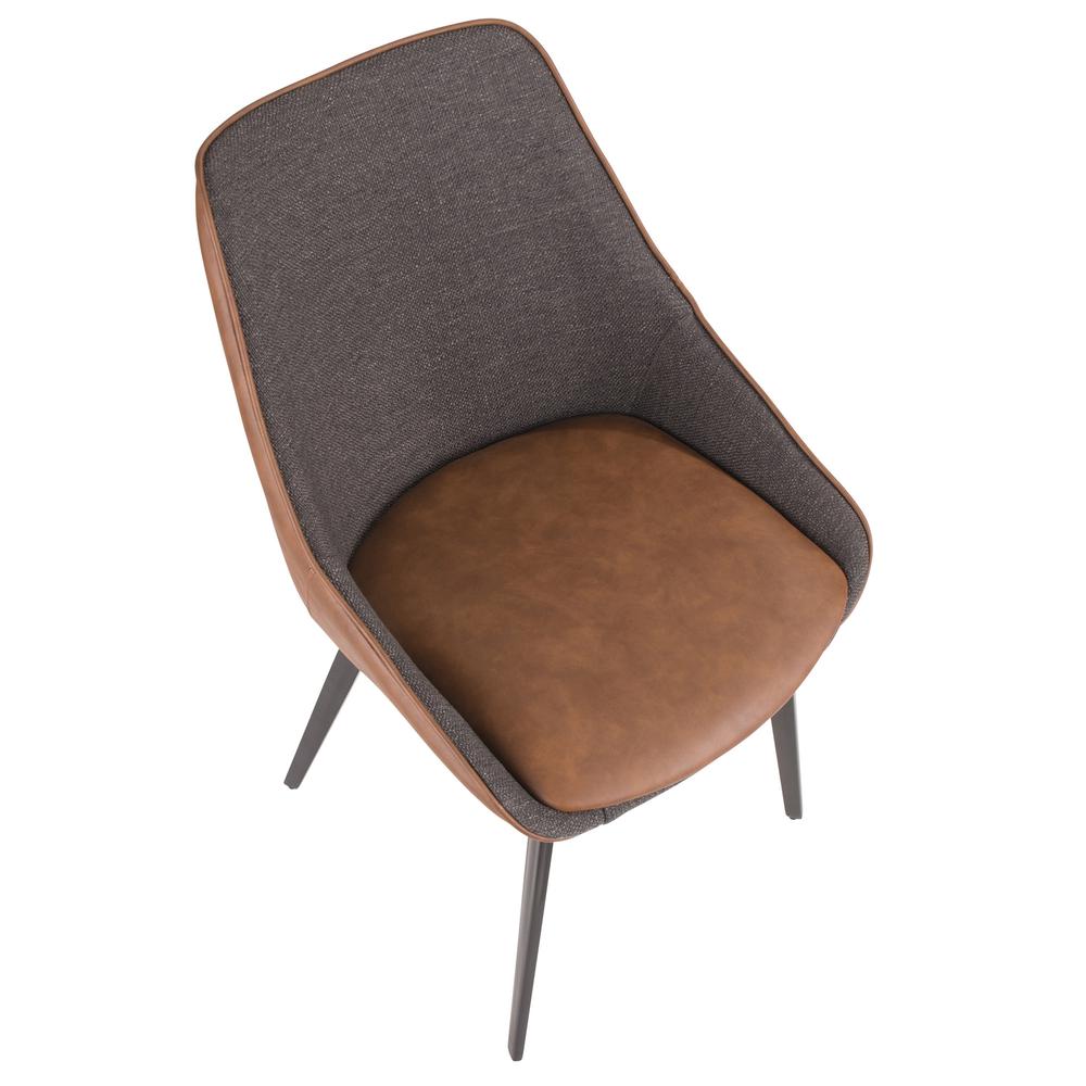 Marche Contemporary Two-Tone Chair in Brown Faux Leather and Grey Fabric - Set of 2. Picture 8