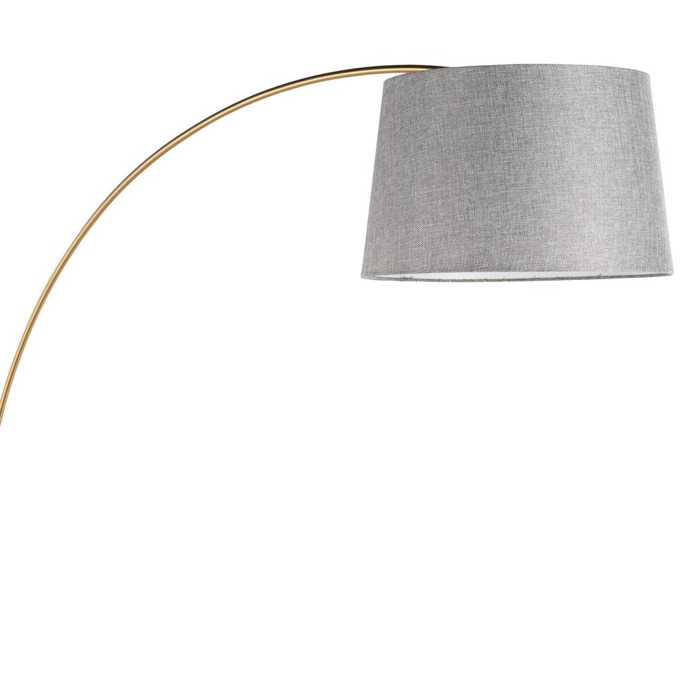 White Marble, Antique Brass, Grey Linen March Floor Lamp. Picture 7