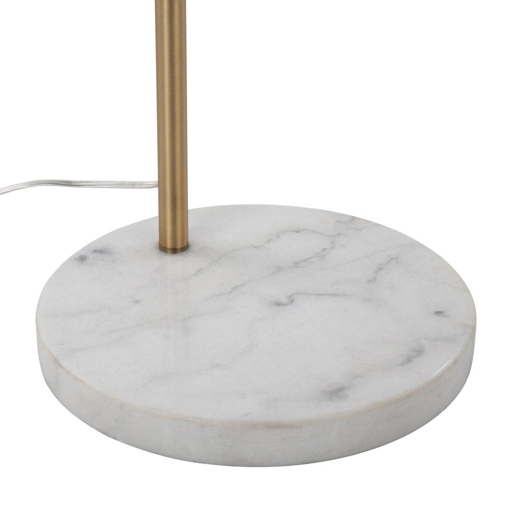 White Marble, Antique Brass, Grey Linen March Floor Lamp. Picture 8