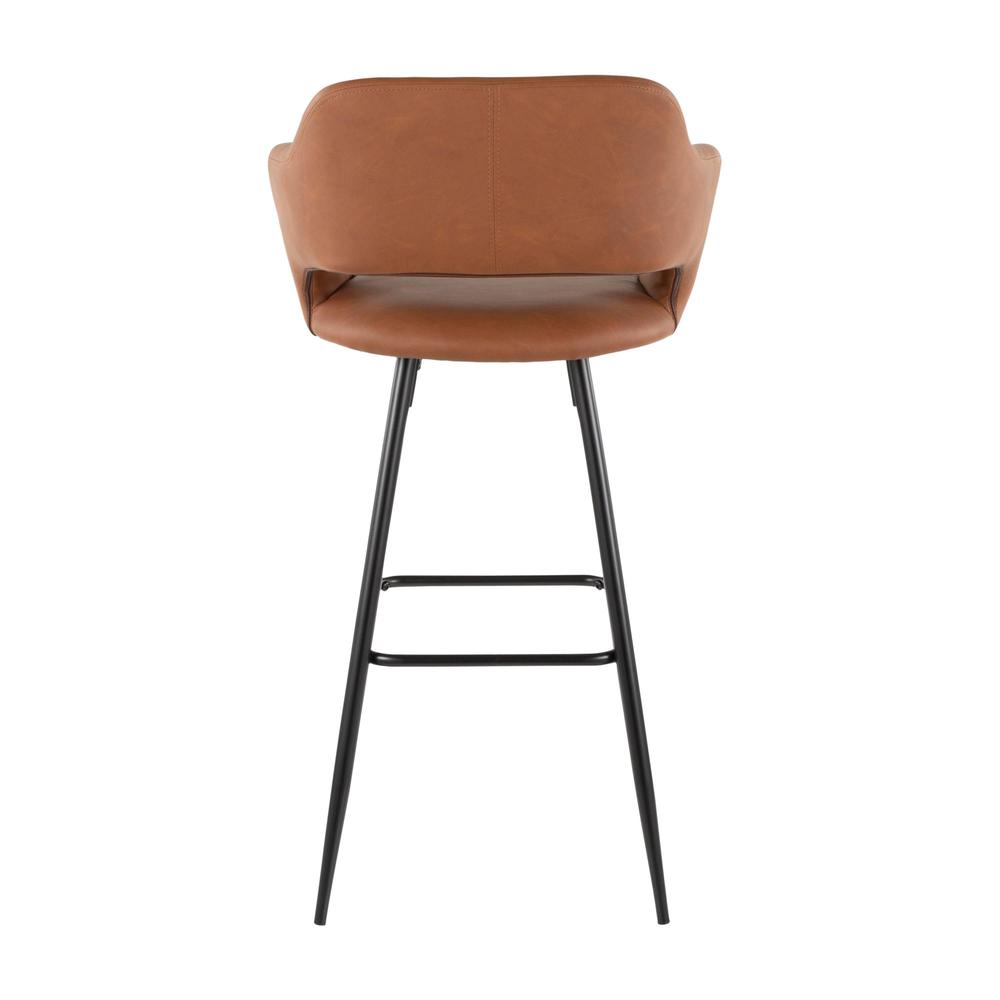 Margarite Contemporary Barstool in Black Metal and Brown Faux Leather - Set of 2. Picture 5