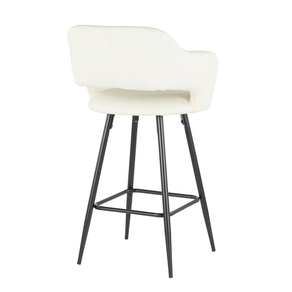 Margarite Contemporary Counter Stool in Black Metal and Cream Faux Leather - Set of 2. Picture 4