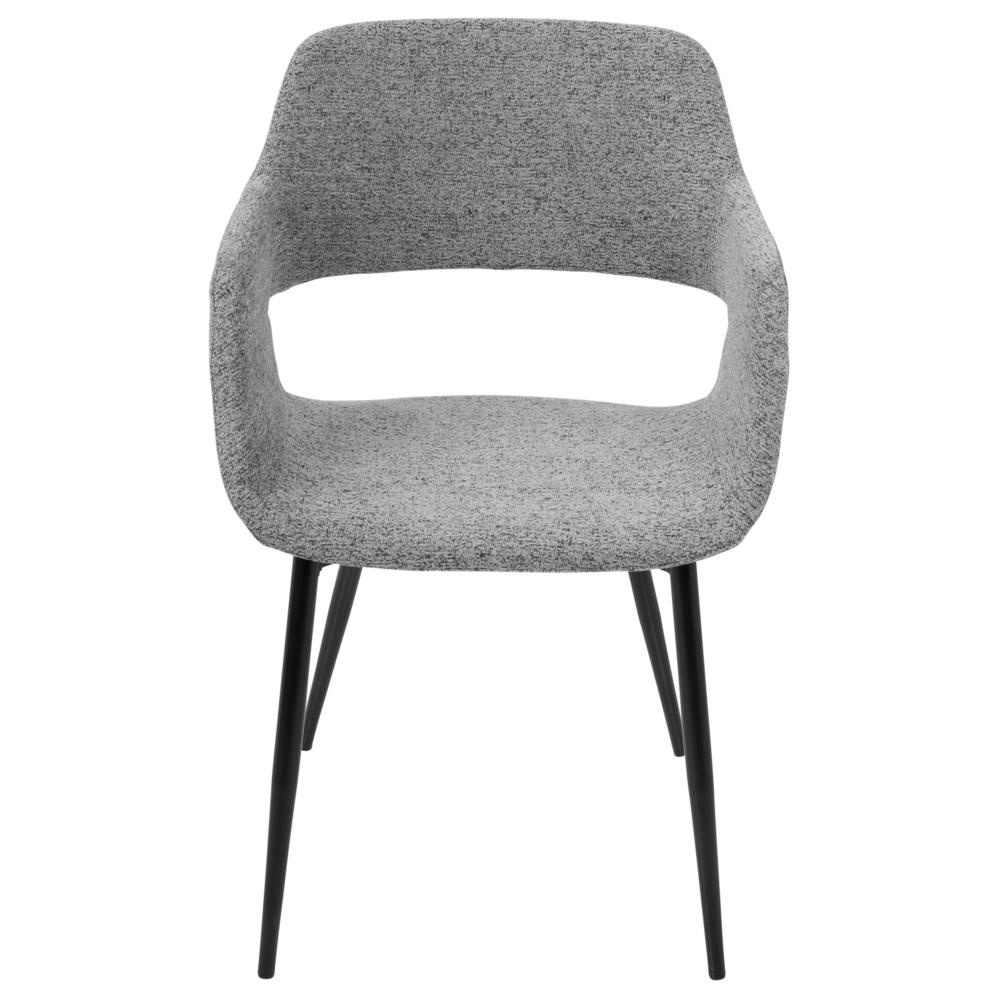 Margarite Mid-Century Modern Dining/Accent Chair in Black with Grey Fabric - Set of 2. Picture 6