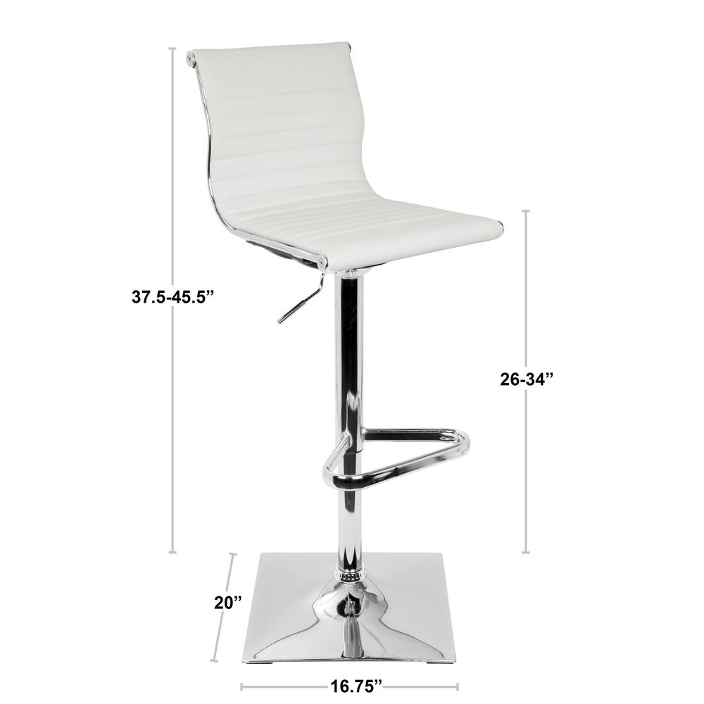 Masters Contemporary Adjustable Barstool with Swivel in White Faux Leather. Picture 8