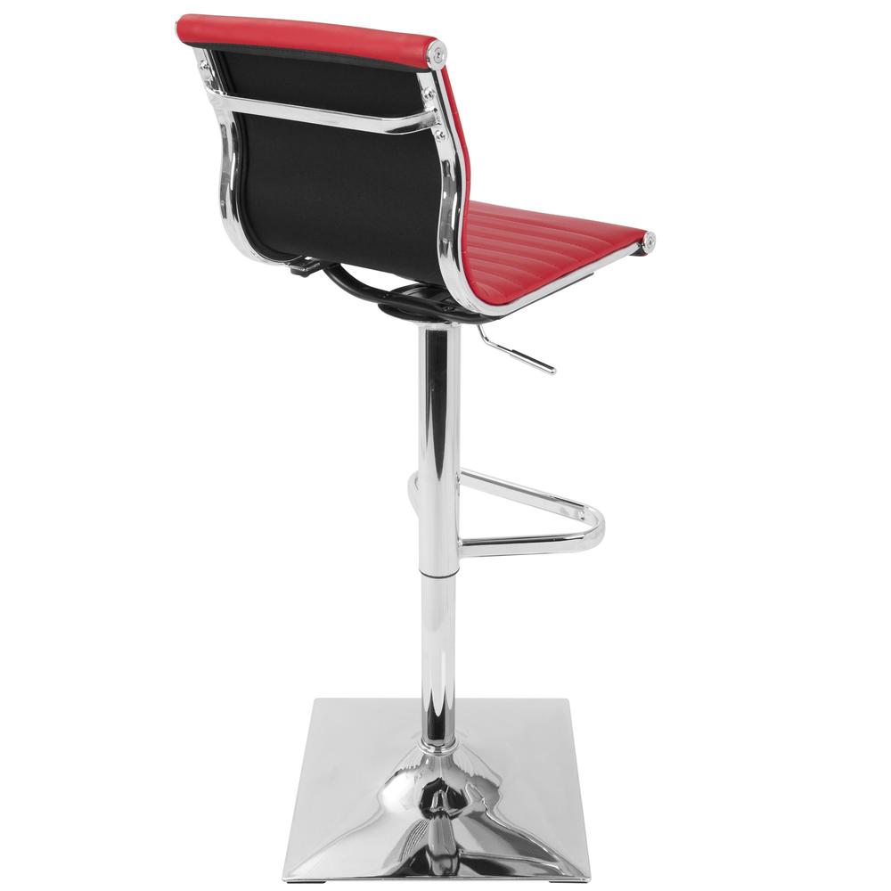 Masters Contemporary Adjustable Barstool with Swivel in Red Faux Leather. Picture 3
