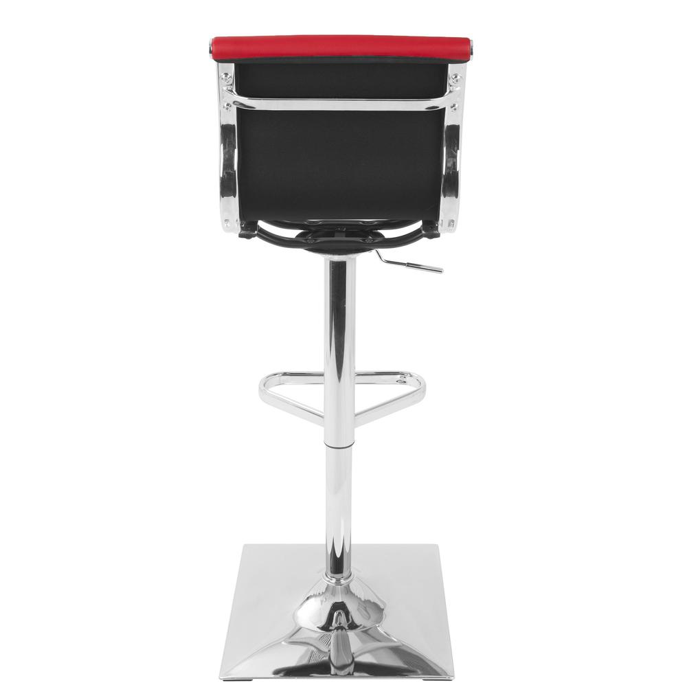 Masters Contemporary Adjustable Barstool with Swivel in Red Faux Leather. Picture 4