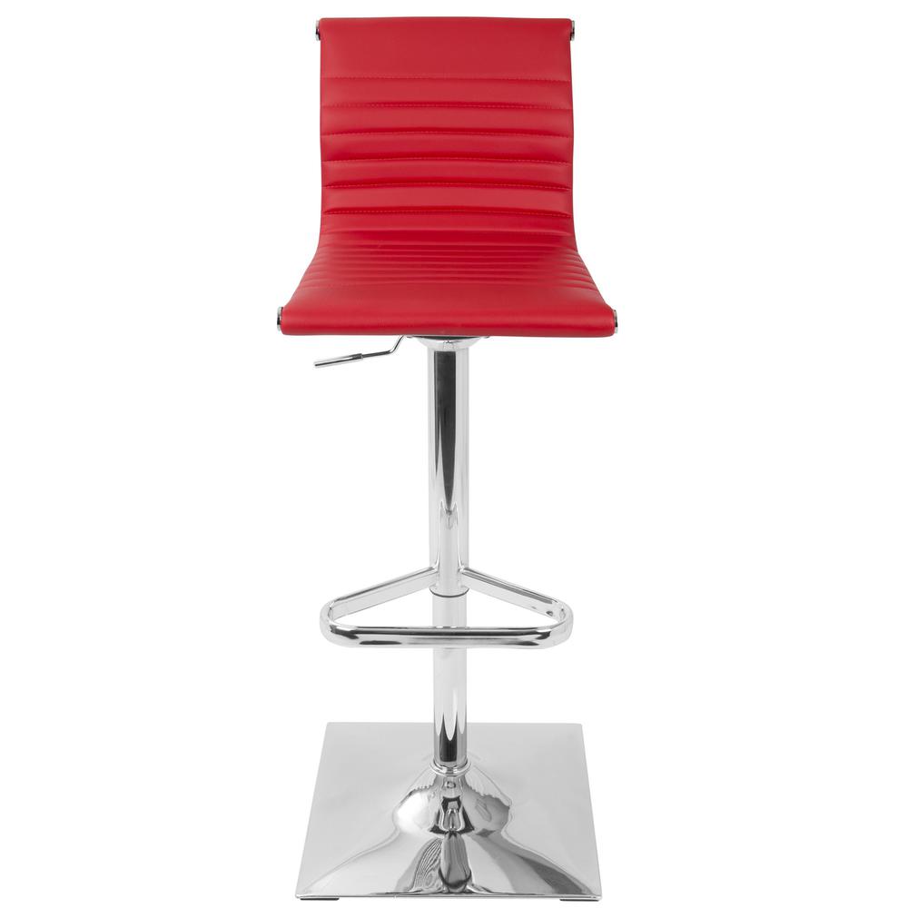 Masters Contemporary Adjustable Barstool with Swivel in Red Faux Leather. Picture 5
