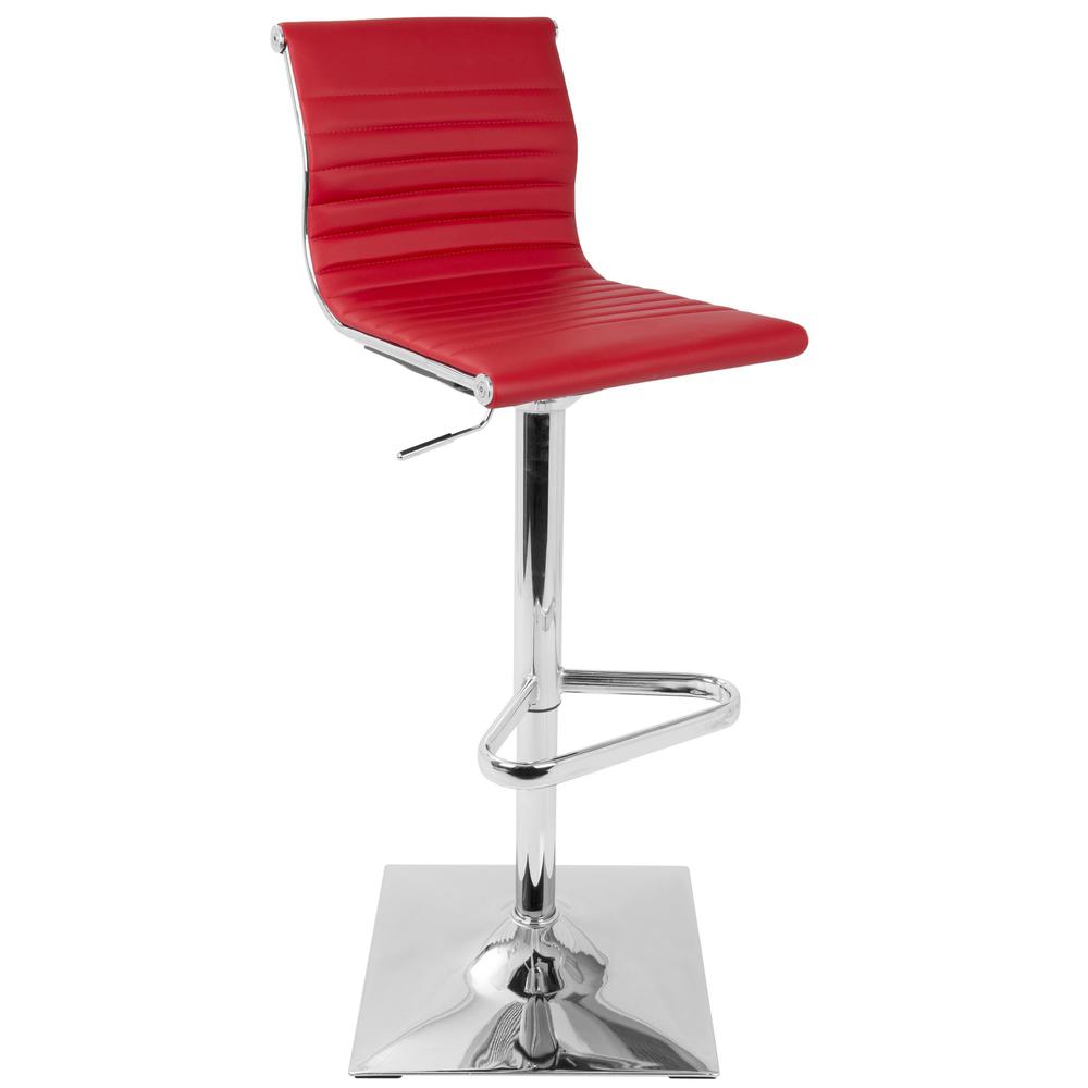 Masters Contemporary Adjustable Barstool with Swivel in Red Faux Leather. Picture 1