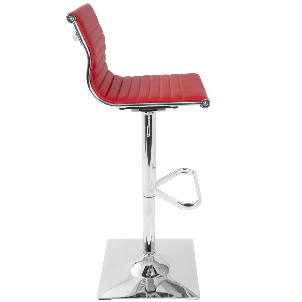 Masters Contemporary Adjustable Barstool with Swivel in Red Faux Leather. Picture 2