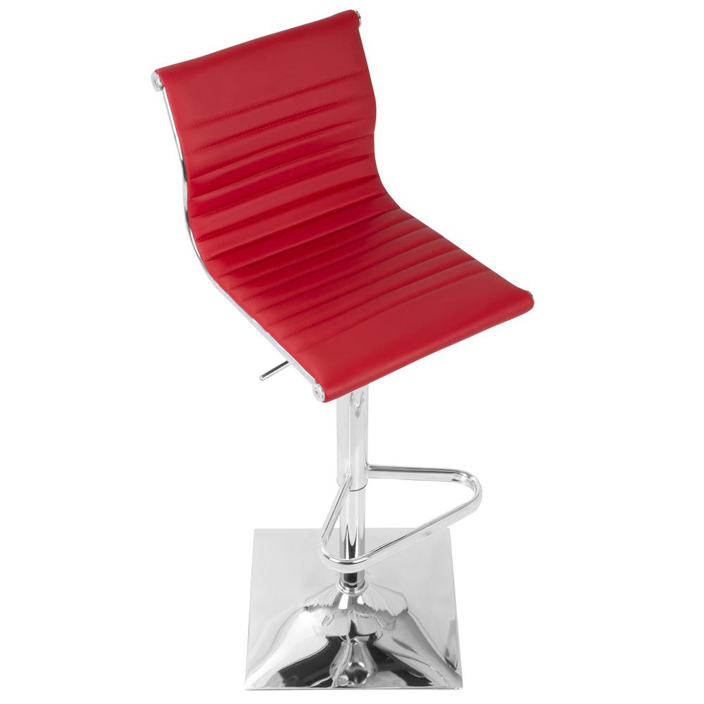 Masters Contemporary Adjustable Barstool with Swivel in Red Faux Leather. Picture 6