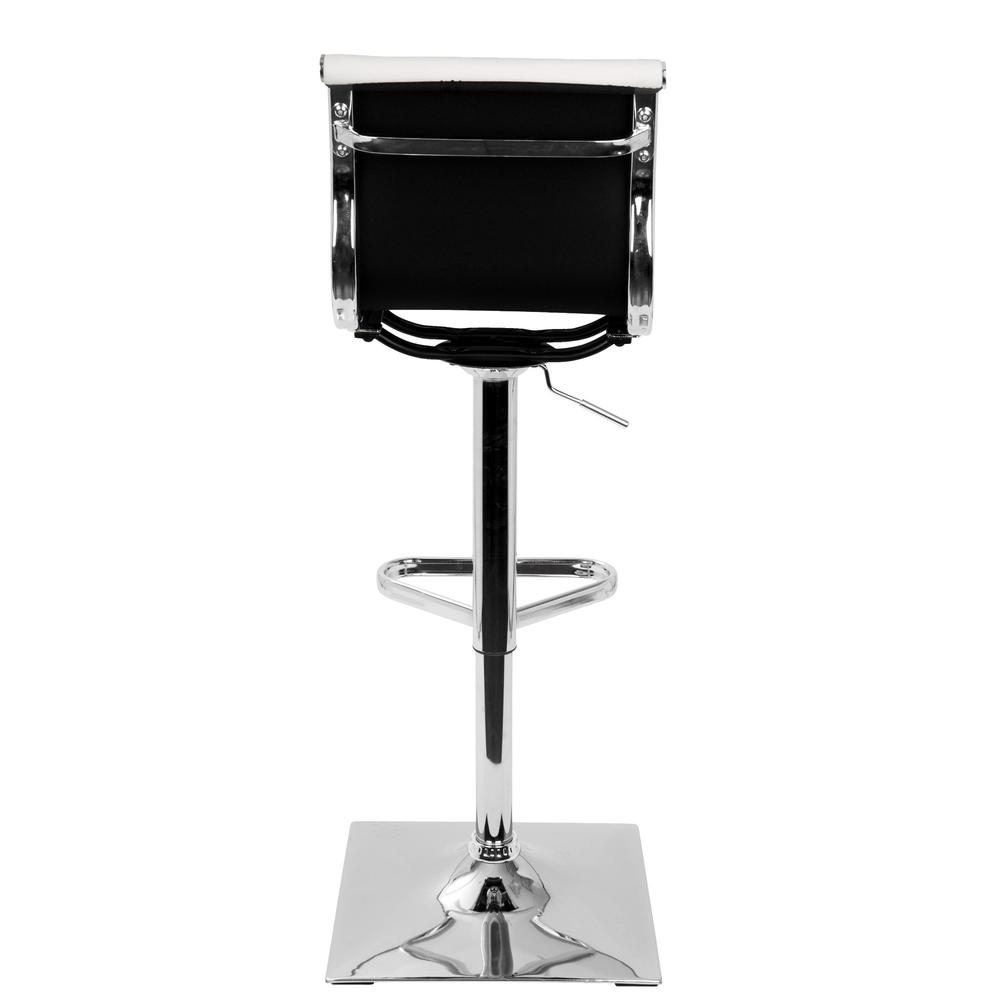 Masters Contemporary Adjustable Barstool with Swivel in White Faux Leather. Picture 4