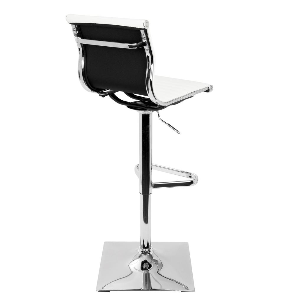 Masters Contemporary Adjustable Barstool with Swivel in White Faux Leather. Picture 3