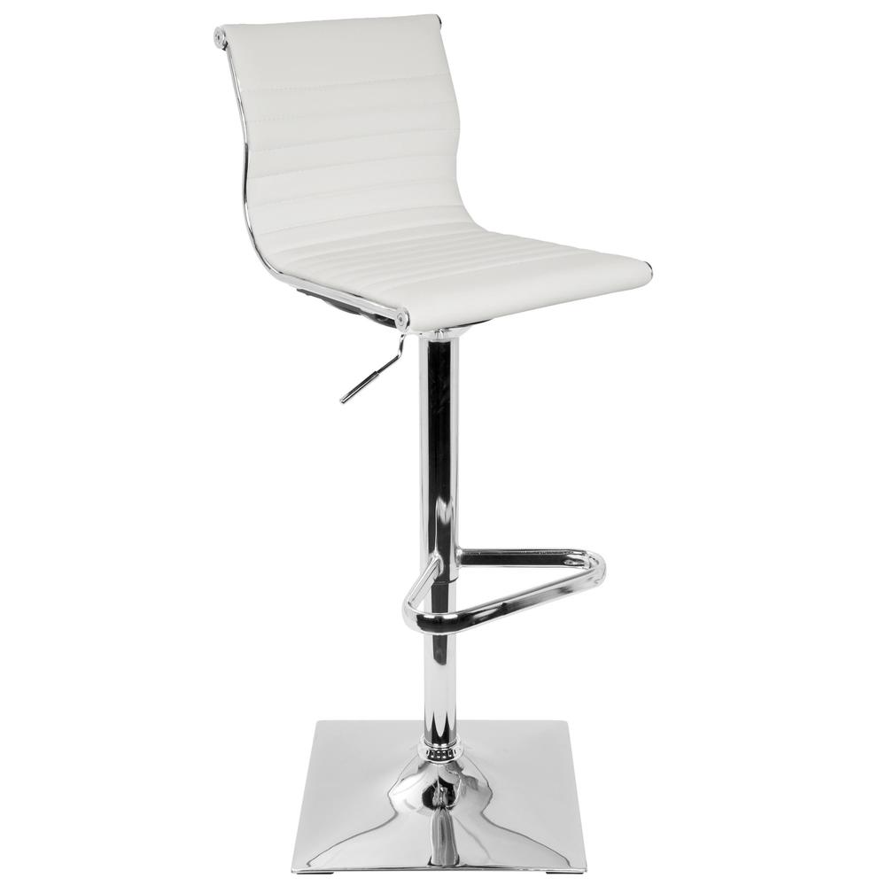 Masters Contemporary Adjustable Barstool with Swivel in White Faux Leather. Picture 1