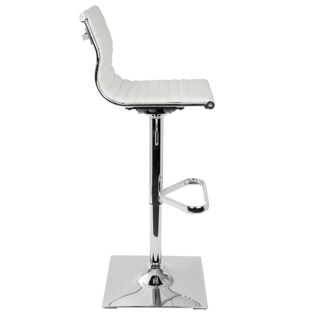 Masters Contemporary Adjustable Barstool with Swivel in White Faux Leather. Picture 2
