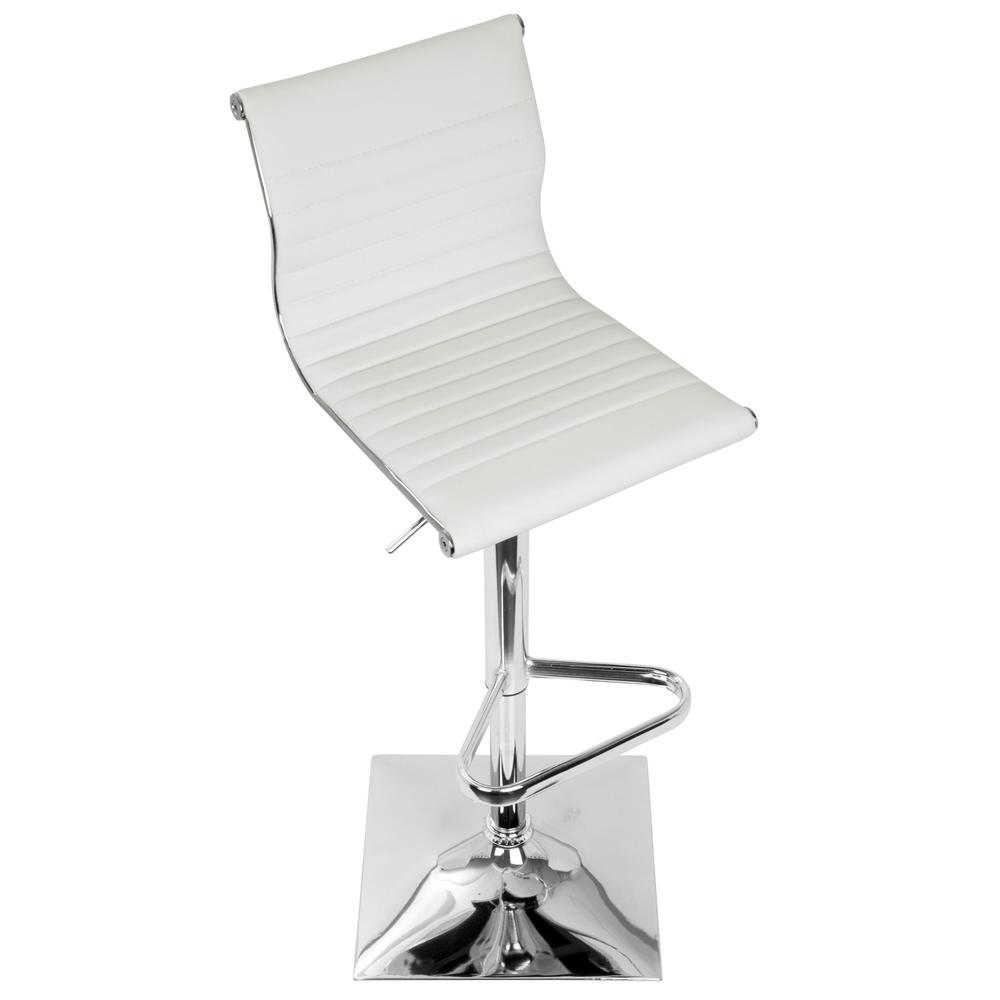 Masters Contemporary Adjustable Barstool with Swivel in White Faux Leather. Picture 6