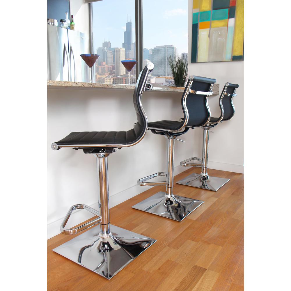 Masters Contemporary Adjustable Barstool with Swivel in Black Faux Leather. Picture 9