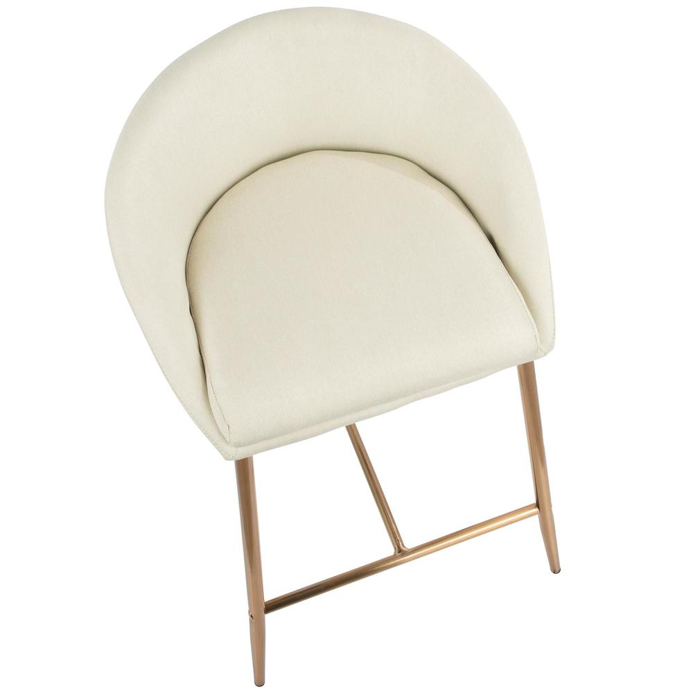 Matisse Glam 26" Counter Stool with Gold Frame and Cream Fabric - Set of 2. Picture 7
