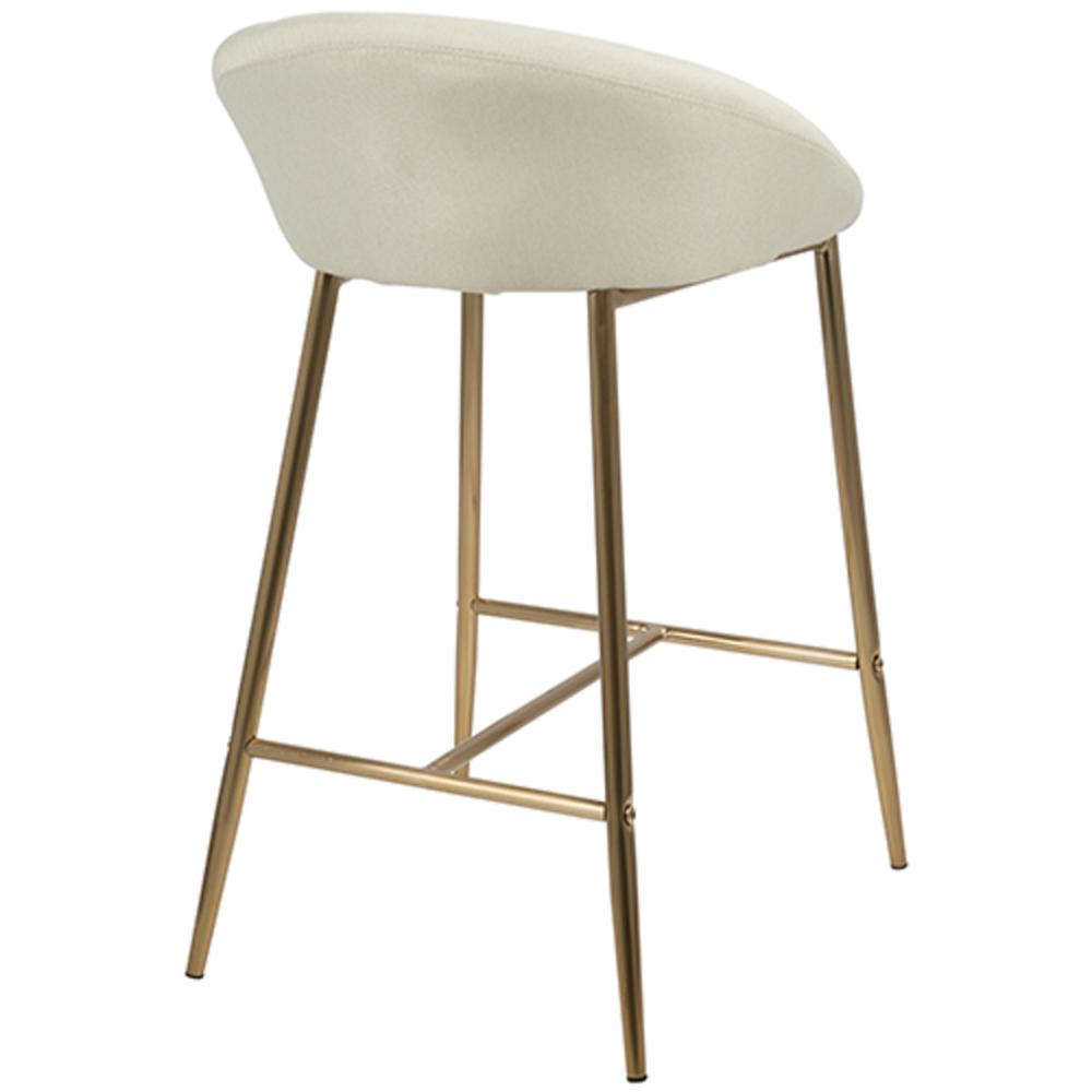 Matisse Glam 26" Counter Stool with Gold Frame and Cream Fabric - Set of 2. Picture 4