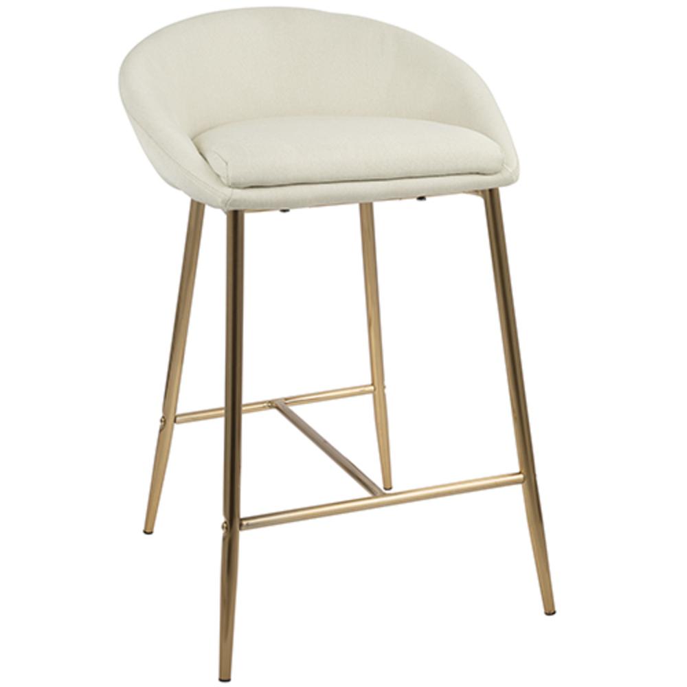 Matisse Glam 26" Counter Stool with Gold Frame and Cream Fabric - Set of 2. Picture 2