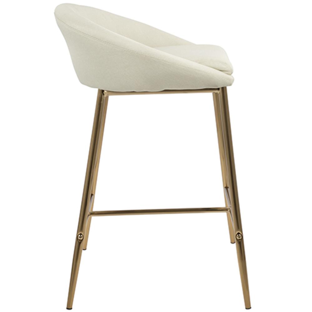 Matisse Glam 26" Counter Stool with Gold Frame and Cream Fabric - Set of 2. Picture 3