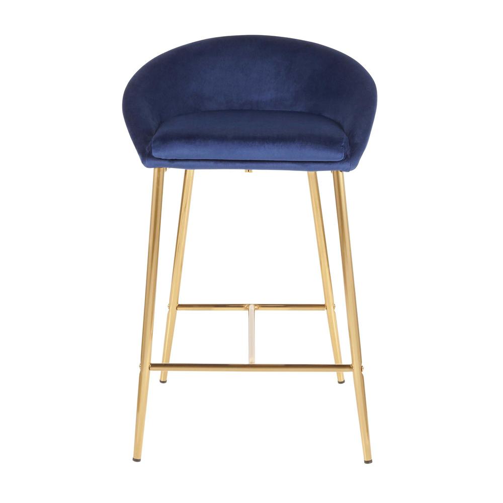 Matisse Glam 26" Counter Stool with Gold Metal and Blue Velvet - Set of 2. Picture 6