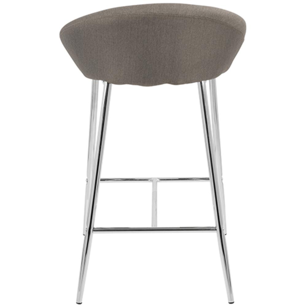 Matisse Glam 26" Counter Stool with Chrome  Frame and Grey Fabric - Set of 2. Picture 5