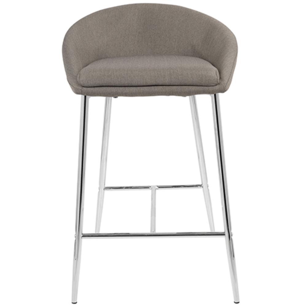 Matisse Glam 26" Counter Stool with Chrome  Frame and Grey Fabric - Set of 2. Picture 6