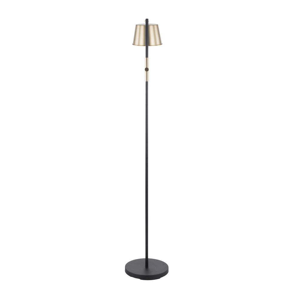 Metric Industrial Floor Lamp in Black and Antique Brass. Picture 5