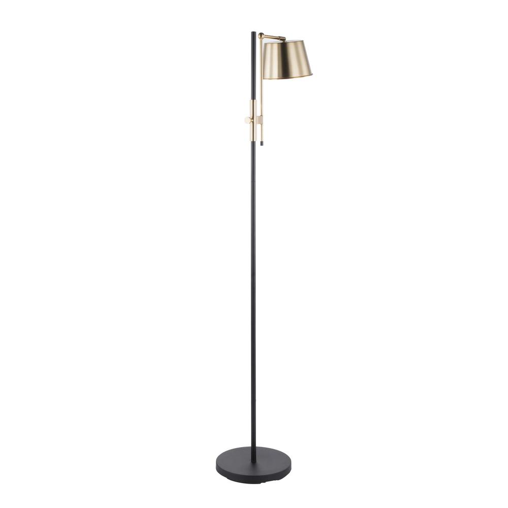 Metric Industrial Floor Lamp in Black and Antique Brass. Picture 4