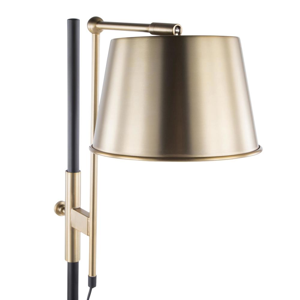 Metric Industrial Floor Lamp in Black and Antique Brass. Picture 7