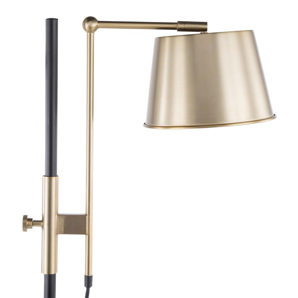 Metric Industrial Floor Lamp in Black and Antique Brass. Picture 8
