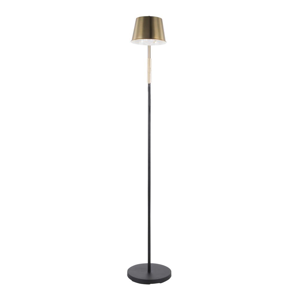 Metric Industrial Floor Lamp in Black and Antique Brass. Picture 6